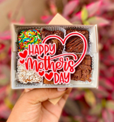 Mini brownies con topper Happy Mothers Day, regalo dulce para mamá