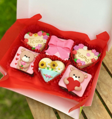 Pack de alfajores y brownies con ositos para mamá